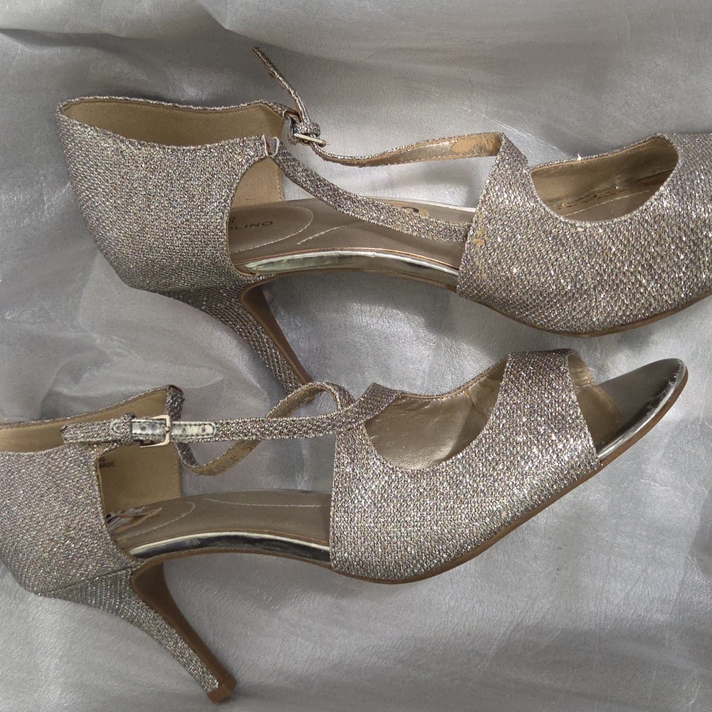 Bandolino Glittering Silver Strappy Heels - Picture 3 of 3